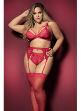 Ensemble Jarretière Trois Pièces Rouge 8221XRD Volume 2